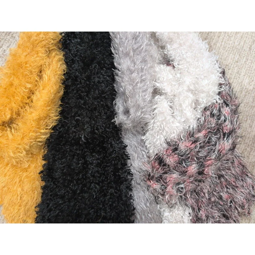 5 Fuzzy Eyelash Skinny Boa Scarf Scarves Black, Gold, White, Silver, Multi